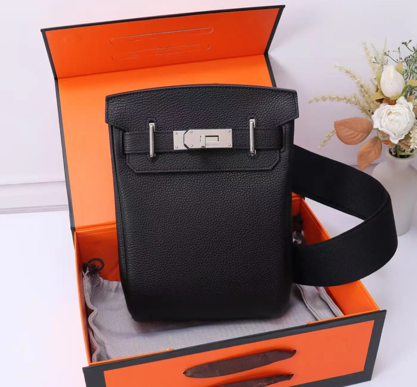 Hermès Black Togo Leather Constance Bag with Silver Hardware