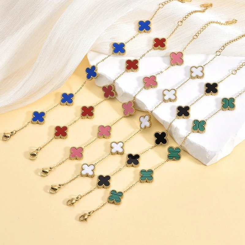 Colorful Clover Chain Bracelets Set
