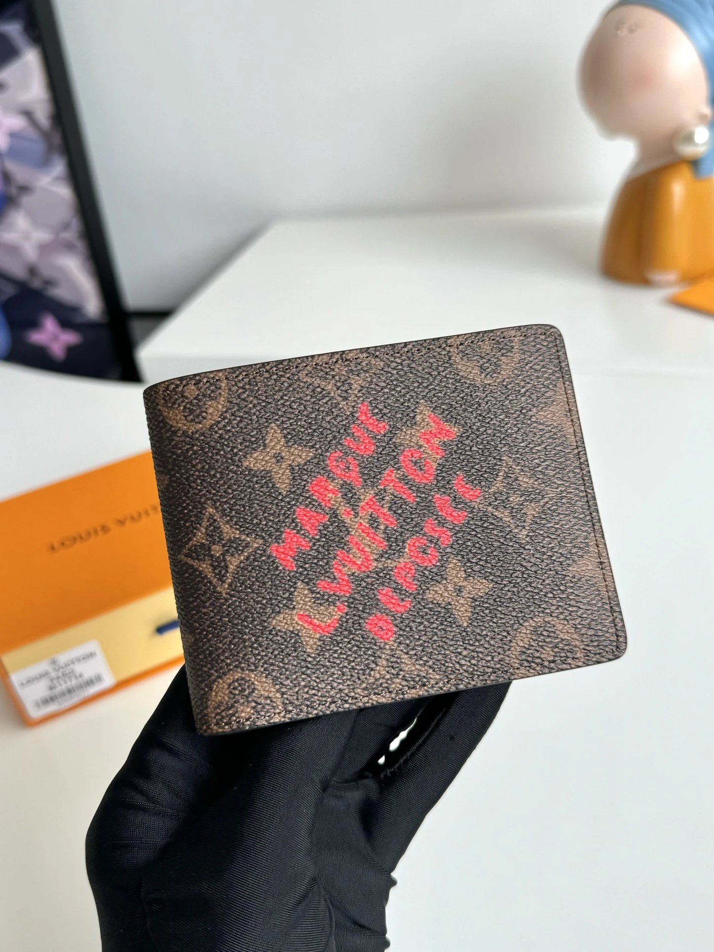 Louis Vuitton Monogram Canvas Wallet with 'Marcel' Embroidery