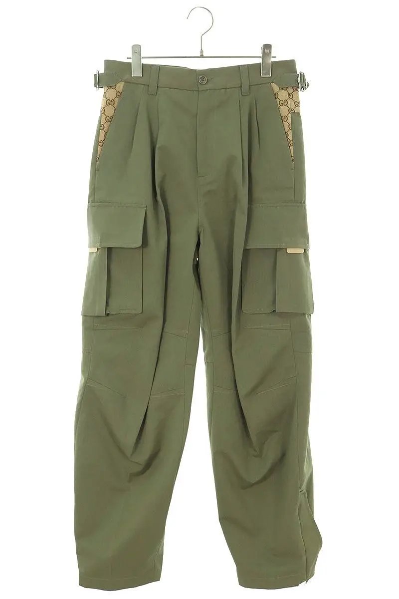 Gucci Green Cargo Pants with GG Pattern Side Panels